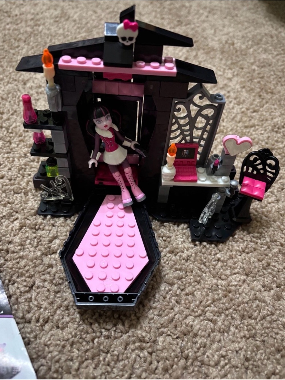 Monster high Black and Pink Coffin Doll Display Storage